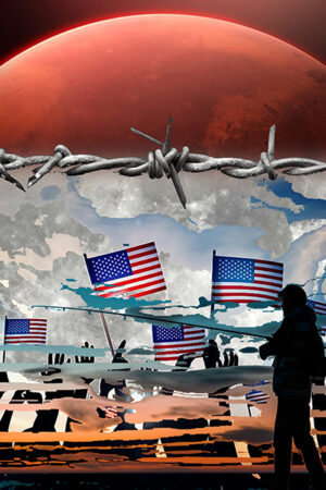 Fuck Mars - collage digitale- stampa su tela 100 cm x 100 cm