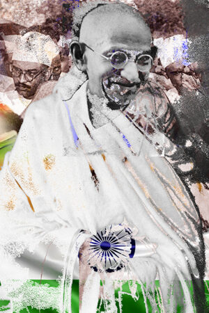 Gandhi - Collage digitale – Stampa su tela – 100 cm x 100 cm